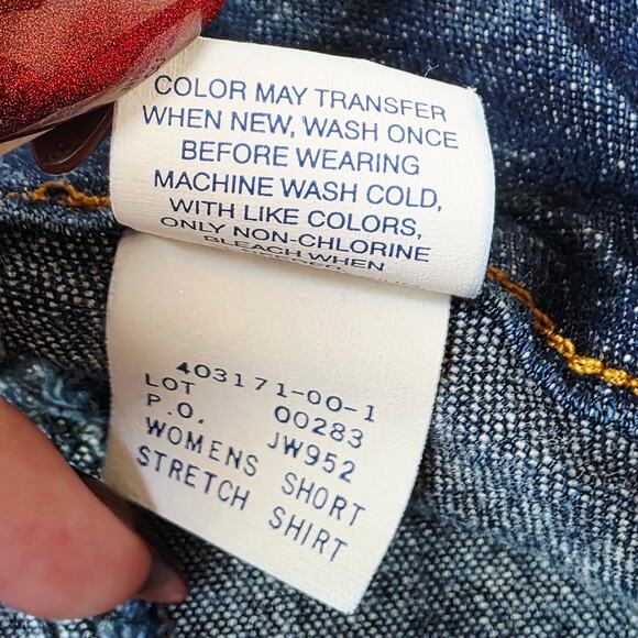 VINTAGE Old Navy Denim Mini Skirt Size 16 Blue Stretch Classic Y2K Casual 90s - Picture 10 of 12